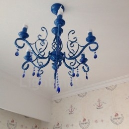 6 Light Crystal Rustikální Retro Vintage Černá Bílá Modrá Závěsná Svíčka Lustr