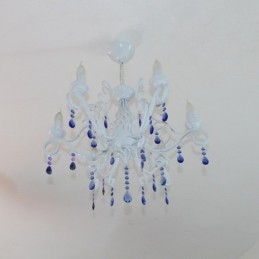 6 Light Crystal Rustikální Retro Vintage Černá Bílá Modrá Závěsná Svíčka Lustr