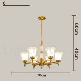 Pure Brass luxusní rustikální retro vintage mosazný kamenný závěsný svíčkový lustr se skleněnými stínidly