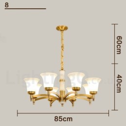 Pure Brass luxusní rustikální retro vintage mosazný kamenný závěsný svíčkový lustr se skleněnými stínidly