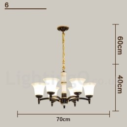 Pure Brass luxusní rustikální retro vintage mosazný kamenný závěsný svíčkový lustr se skleněnými stínidly