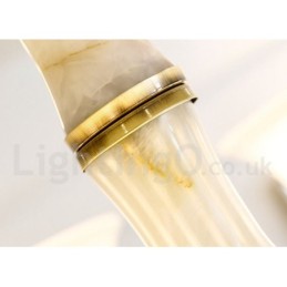 Pure Brass luxusní rustikální retro vintage mosazný kamenný závěsný svíčkový lustr se skleněnými stínidly