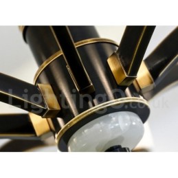 Pure Brass luxusní rustikální retro vintage mosazný kamenný závěsný svíčkový lustr se skleněnými stínidly