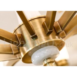 Pure Brass luxusní rustikální retro vintage mosazný kamenný závěsný svíčkový lustr se skleněnými stínidly