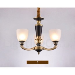 Pure Brass luxusní rustikální retro vintage mosazný závěsný svíčkový lustr se skleněnými stínidly