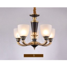 Pure Brass luxusní rustikální retro vintage mosazný závěsný svíčkový lustr se skleněnými stínidly