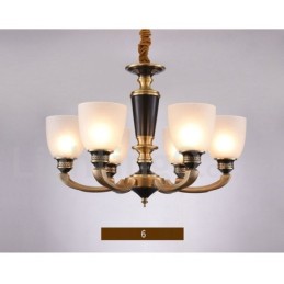 Pure Brass luxusní rustikální retro vintage mosazný závěsný svíčkový lustr se skleněnými stínidly