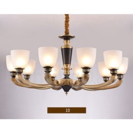 Pure Brass luxusní rustikální retro vintage mosazný závěsný svíčkový lustr se skleněnými stínidly