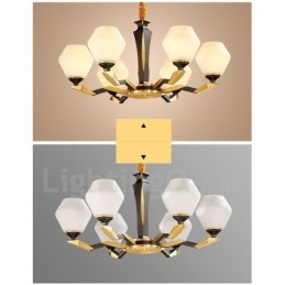 Pure Brass luxusní rustikální retro vintage mosazný závěsný svíčkový lustr se skleněnými stínidly