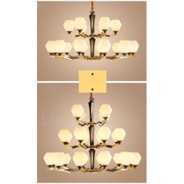 Pure Brass luxusní rustikální retro vintage mosazný závěsný svíčkový lustr se skleněnými stínidly