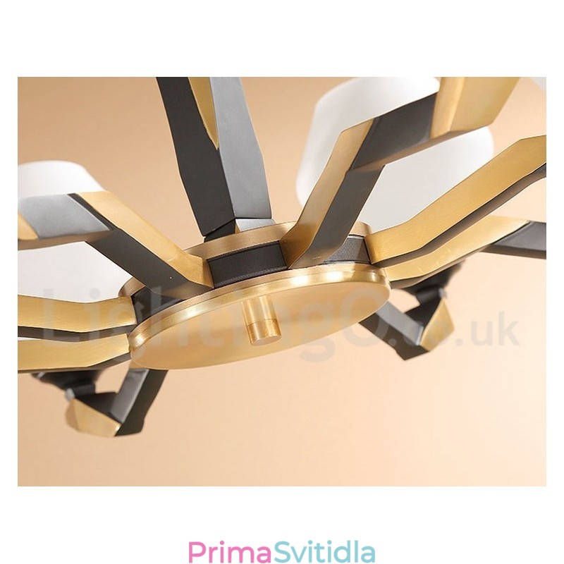 Pure Brass luxusní rustikální retro vintage mosazný závěsný svíčkový lustr se skleněnými stínidly
