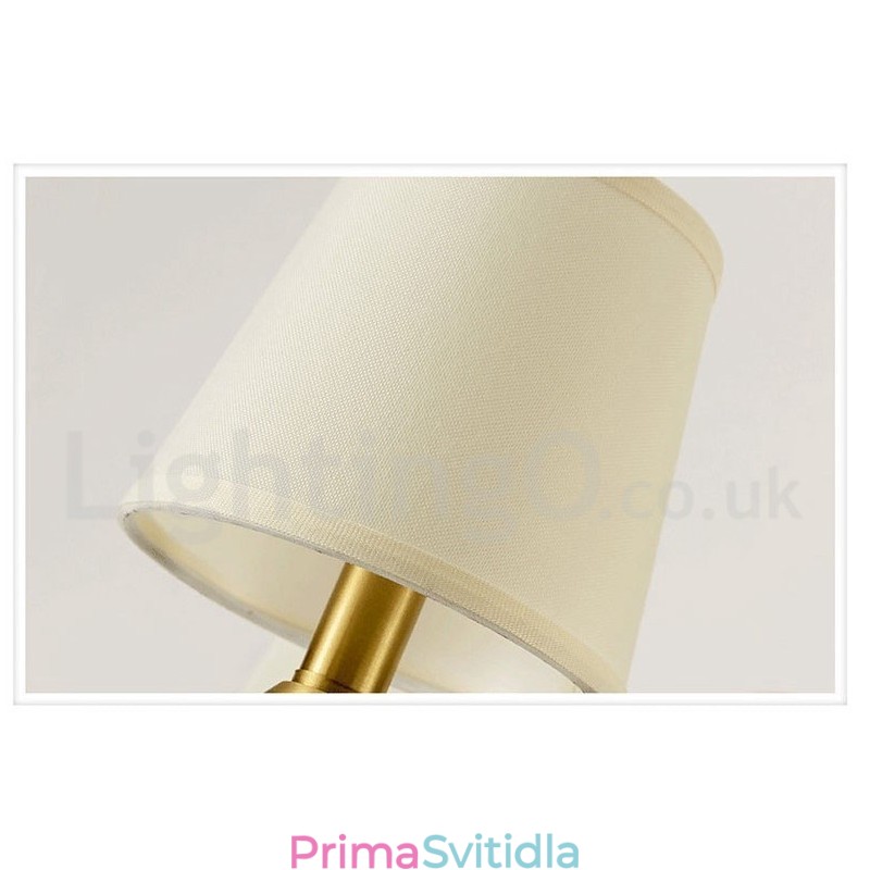 Pure Brass luxusní rustikální retro vintage mosazný keramický závěsný lustr na svíčku s látkovými stínidly