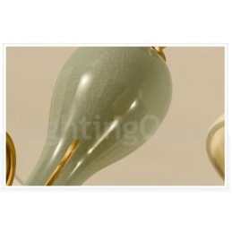 Pure Brass luxusní rustikální retro vintage mosazný keramický závěsný lustr na svíčku s látkovými stínidly