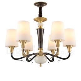 Pure Brass luxusní rustikální retro vintage mosazný kamenný závěsný svíčkový lustr se skleněnými stínidly