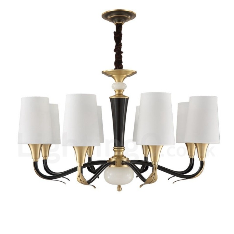 Pure Brass luxusní rustikální retro vintage mosazný kamenný závěsný svíčkový lustr se skleněnými stínidly
