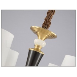 Pure Brass luxusní rustikální retro vintage mosazný kamenný závěsný svíčkový lustr se skleněnými stínidly