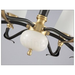 Pure Brass luxusní rustikální retro vintage mosazný kamenný závěsný svíčkový lustr se skleněnými stínidly