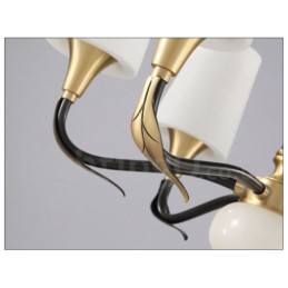 Pure Brass luxusní rustikální retro vintage mosazný kamenný závěsný svíčkový lustr se skleněnými stínidly