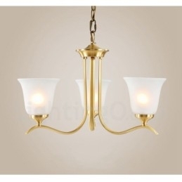 Pure Brass luxusní rustikální retro vintage mosazný závěsný svíčkový lustr se skleněnými stínidly