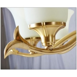 Pure Brass luxusní rustikální retro vintage mosazný kamenný závěsný svíčkový lustr se skleněnými stínidly