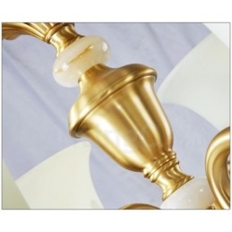 Pure Brass luxusní rustikální retro vintage mosazný kamenný závěsný svíčkový lustr se skleněnými stínidly