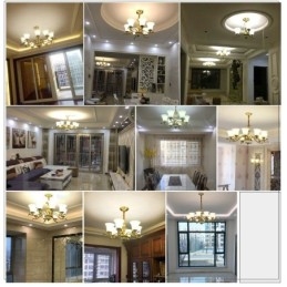 Pure Brass luxusní rustikální retro vintage mosazný kamenný závěsný svíčkový lustr se skleněnými stínidly