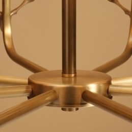 Pure Brass luxusní rustikální retro vintage mosazný závěsný svíčkový lustr s látkovými stínidly