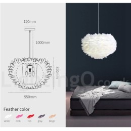 Vícebarevný lustr z peří moderní moderní závěsné světlo