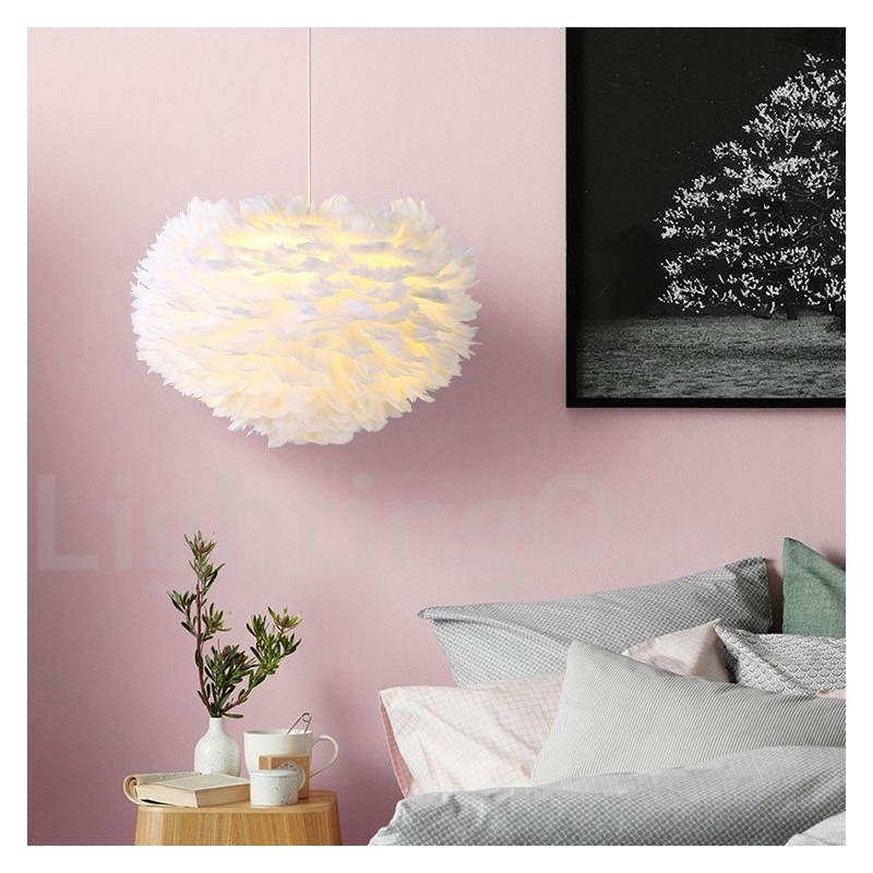 Vícebarevný lustr z peří moderní moderní závěsné světlo