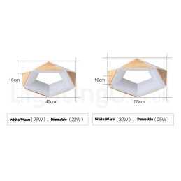 Stmívatelné vícebarevné stropní svítidlo ze dřeva Pentagon s akrylovým stínidlem Stropní lampa v severském stylu