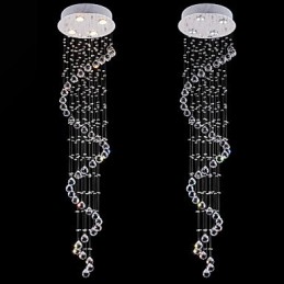 Křišťálové závěsné světlo Lustrové osvětlení 4 světla Stříbrná Canpoy Clear K9 Crystal Helix Stropní svítidla H150CM