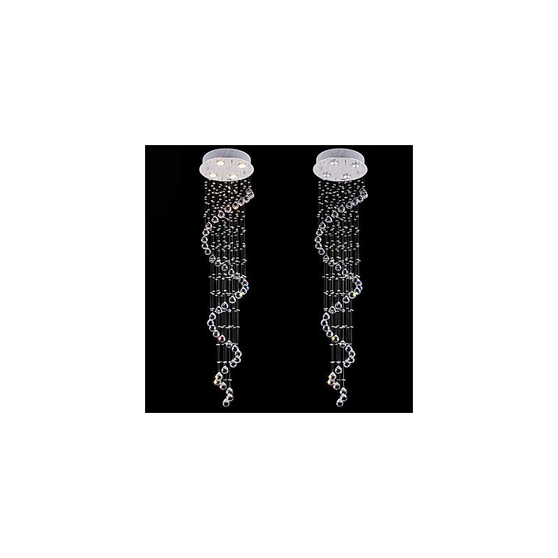 Křišťálové závěsné světlo Lustrové osvětlení 4 světla Stříbrná Canpoy Clear K9 Crystal Helix Stropní svítidla H150CM