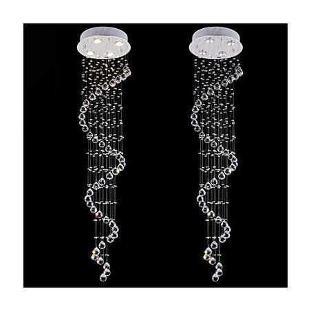 Křišťálové závěsné světlo Lustrové osvětlení 4 světla Stříbrná Canpoy Clear K9 Crystal Helix Stropní svítidla H150CM