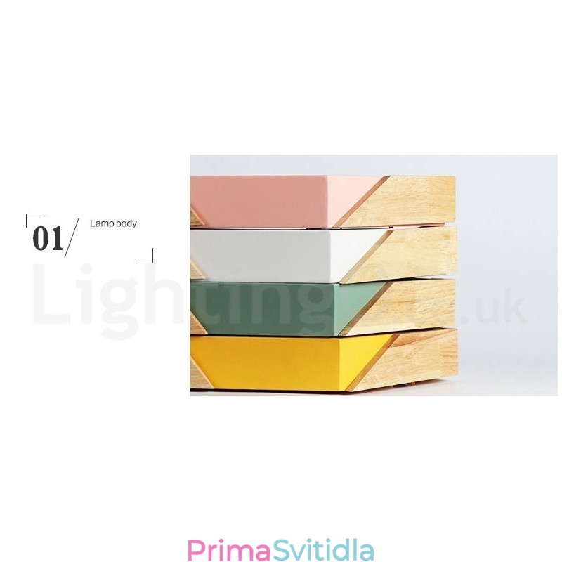 Stmívatelné Macaron Ultra tenké vícebarevné dřevěné stropní svítidlo s akrylovým stínidlem Stropní lampa v severském stylu