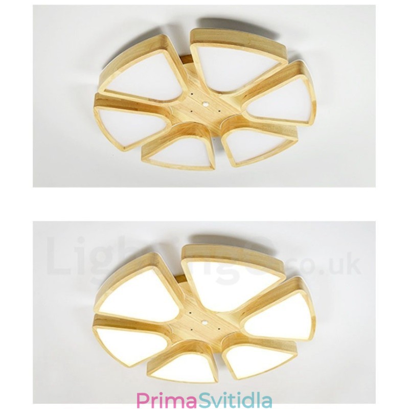 Dřevěné stropní svítidlo s akrylovým stínidlem Stropní lampa v severském stylu