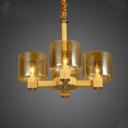 Módní závěsná lampa Stolní dřevěný skleněný kryt