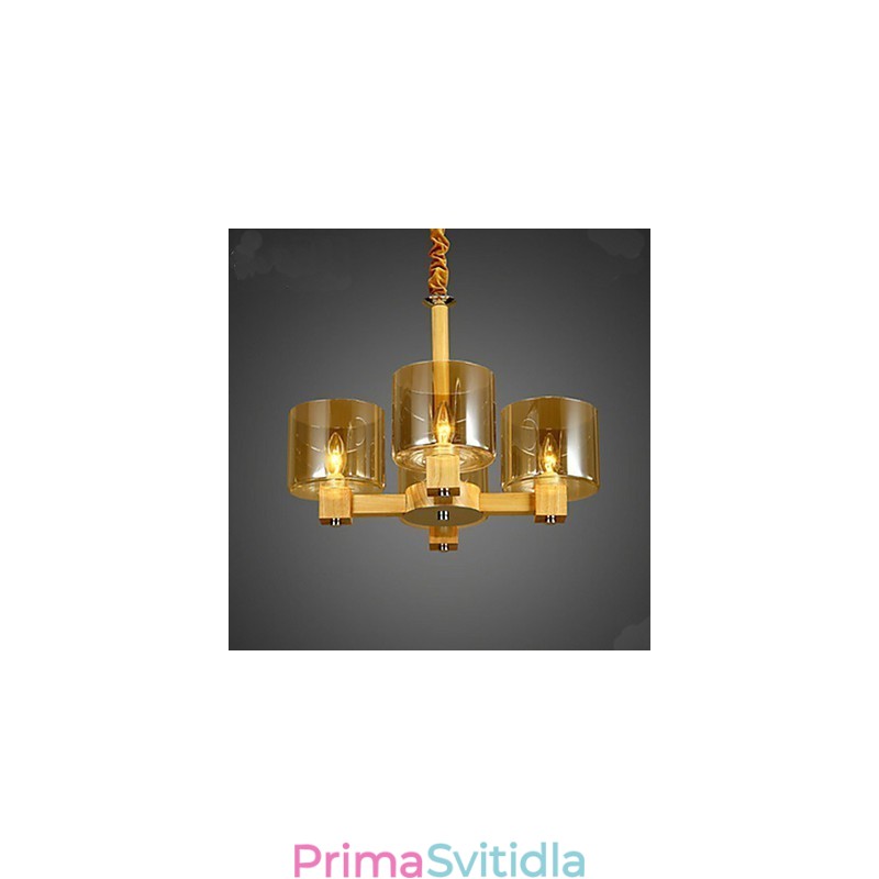 Módní závěsná lampa Stolní dřevěný skleněný kryt
