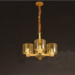 Módní závěsná lampa Stolní dřevěný skleněný kryt