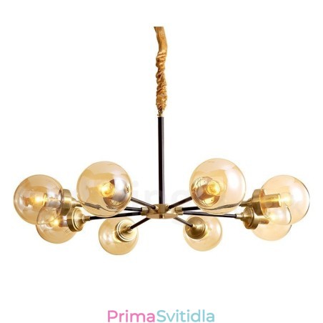 Pure Brass luxusní rustikální retro vintage mosazný závěsný lustr se skleněnými stínidly Pure Brass luxusní rustikální retro vintage mosazný závěsný lustr se skleněnými stínidly