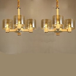Módní závěsná lampa Stolní dřevěný skleněný kryt