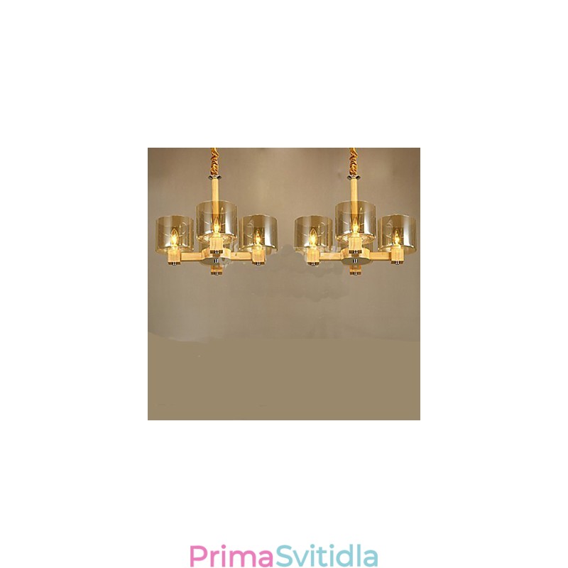 Módní závěsná lampa Stolní dřevěný skleněný kryt