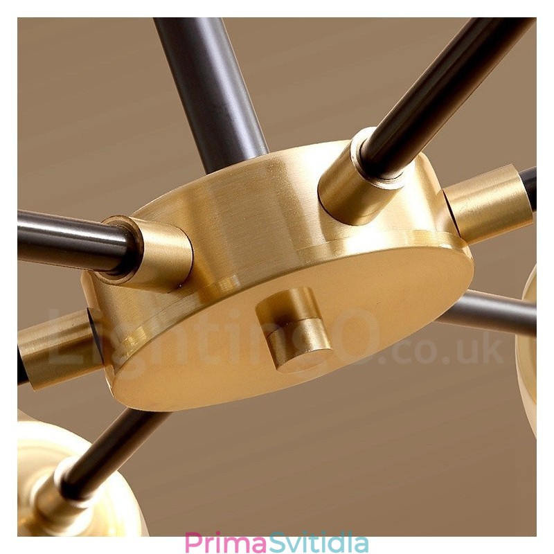 Pure Brass luxusní rustikální retro vintage mosazný závěsný lustr se skleněnými stínidly