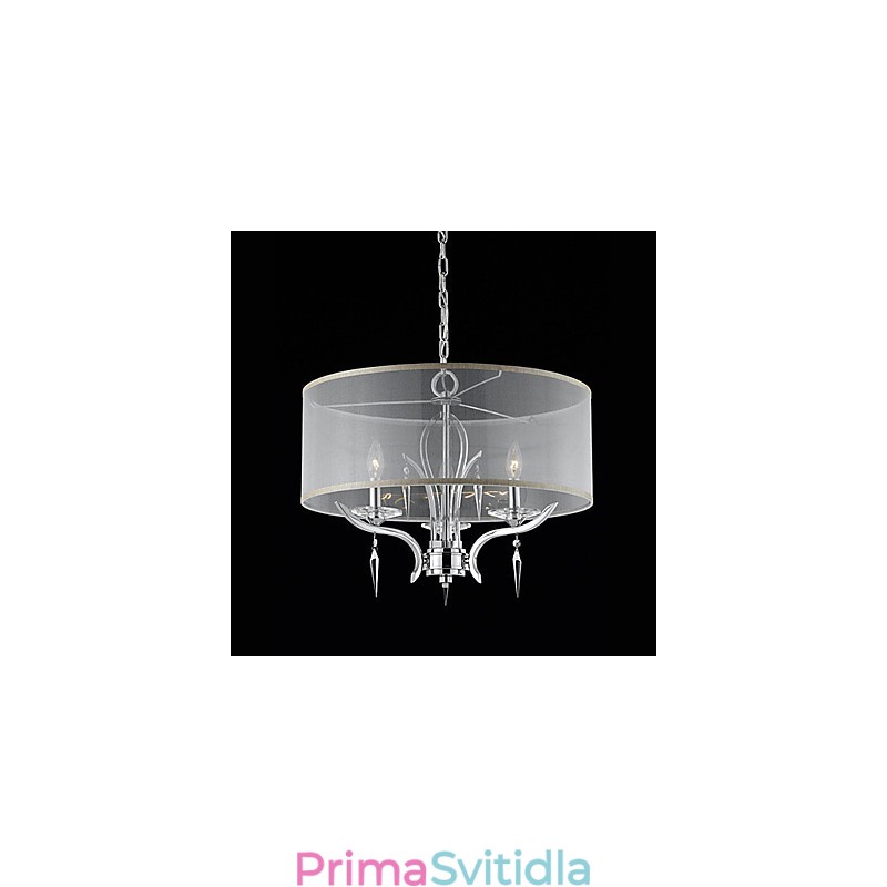 Křišťálový moderní přívěsek se 3 světly a poloprůhledným stínidlem