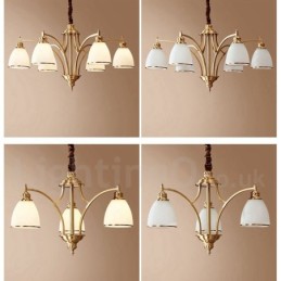Velký luxusní rustikální retro retro mosazný závěsný lustr z čisté mosazi se skleněnými stínidly