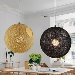 Country Simple Moderní lampa Pastoral Rattan Lamp Konopný míčový lustr