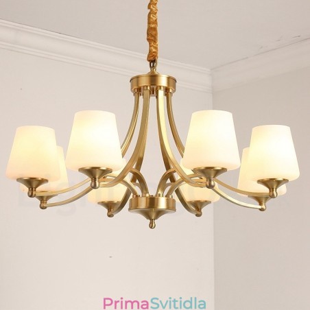Velký luxusní rustikální retro retro mosazný závěsný lustr z čisté mosazi se skleněnými stínidly Velký luxusní rustikální retro retro mosazný závěsný lustr z čisté mosazi se skleněnými stínidly