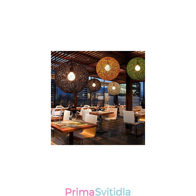 Country Simple Moderní lampa Pastoral Rattan Lamp Konopný míčový lustr
