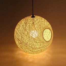 Country Simple Moderní lampa Pastoral Rattan Lamp Konopný míčový lustr