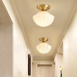 Zapuštěná stropní svítidla se skleněným stínidlem v rustikálním z čisté mosazi Lodge Nordic Style