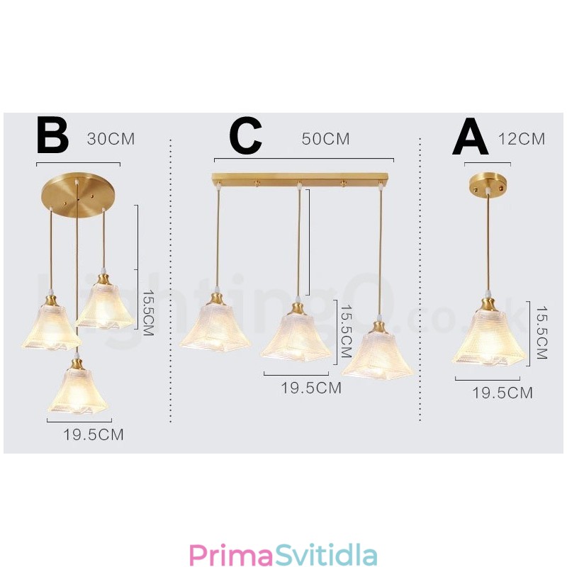 Závěsné svítidlo v nordickém stylu z čisté mosazi se skleněným stínidlem